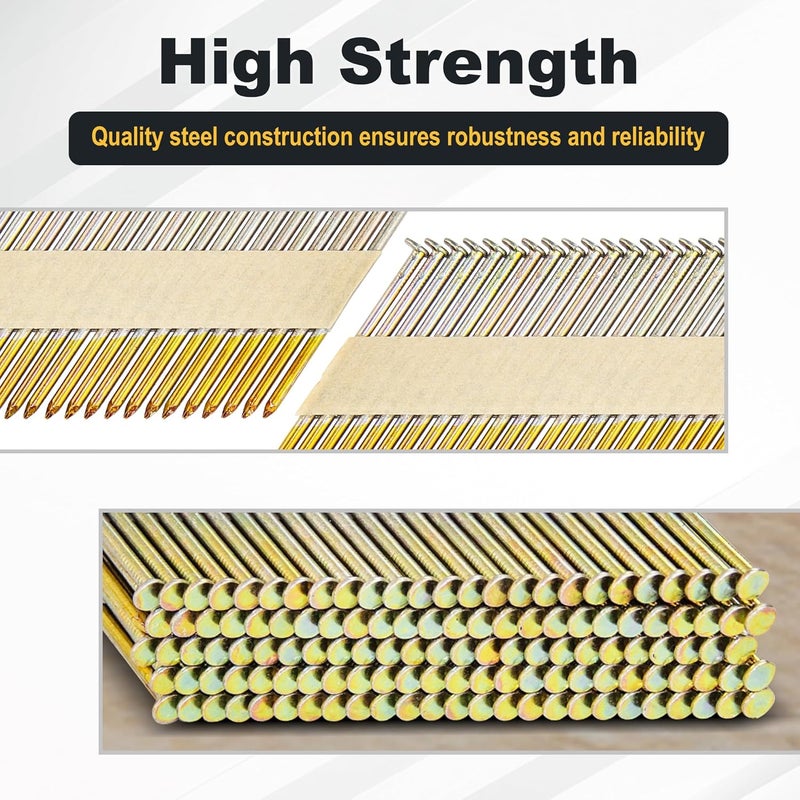 Meite 30 Degree Framing Nails 3-Inch x .120-Inch, Electro-Galvanized Coated, Paper Tape Collated, Offset Round Head Smooth Shank Framing Nails for 30-34 Degree Framing Nailers (1,000 Counts) - Image 5